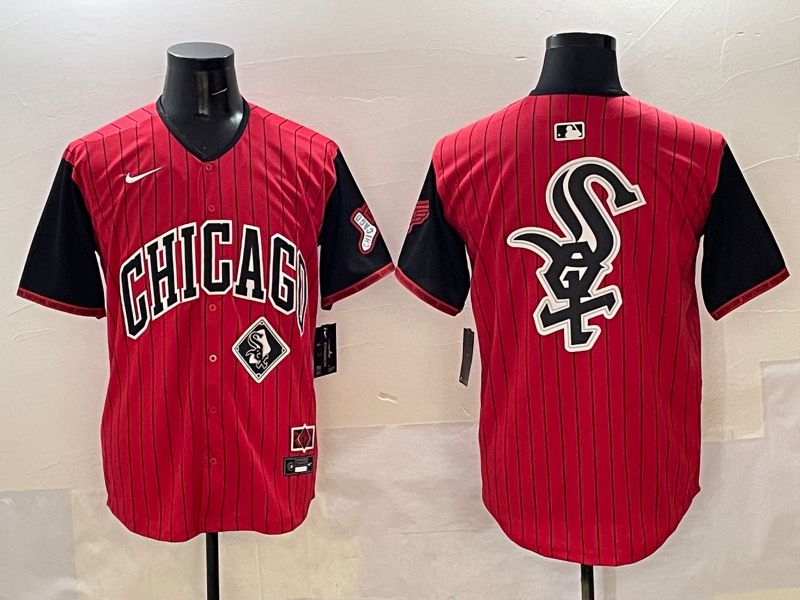 Men Chicago White Sox Blank Red Stripe Joint Name 2025 Nike MLB Jersey style 16